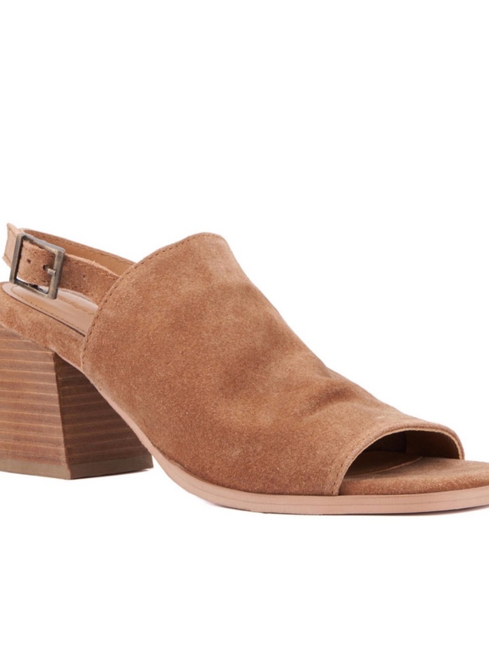 Vintage Foundry Jayden Women's Tan Suede Block Heel Slingback Sandals NEW SZ 6